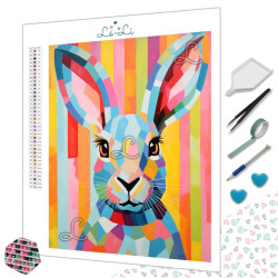 Diamond painting lapin coloré style moderne et graphique – Lé-Li