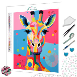 Diamond painting girafe colorée style moderne et graphique – Lé-Li