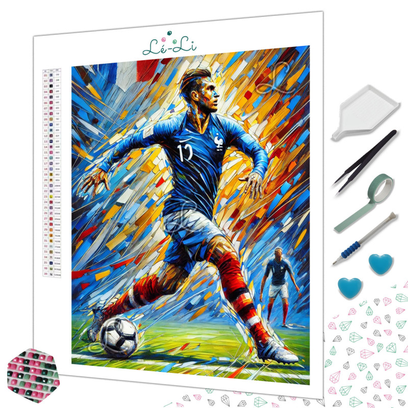 Diamond painting joueur de football style moderne dynamique – Lé-Li