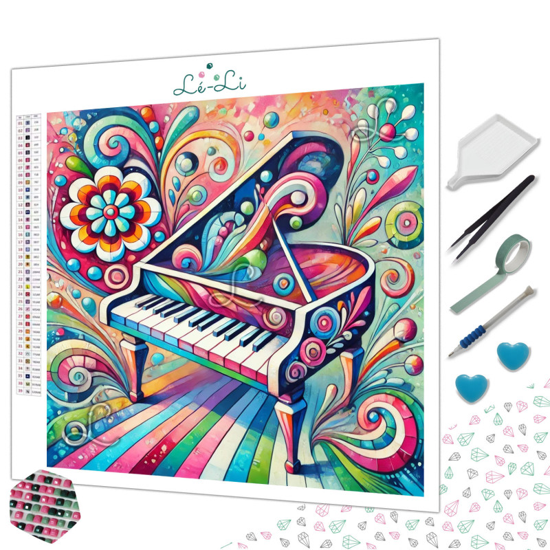 Diamond painting piano coloré style artistique et moderne – Lé-Li