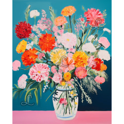 Diamond Painting Bouquet de Fleurs Colorées en Vase
