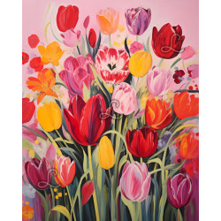 Diamond Painting Bouquet de Tulipes Multicolores