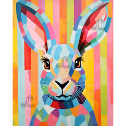 Diamond painting lapin coloré style moderne et graphique – Lé-Li
