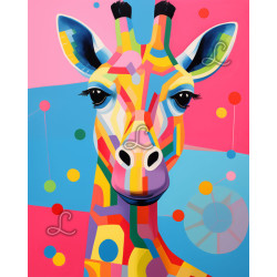 Diamond painting girafe colorée style moderne et graphique – Lé-Li