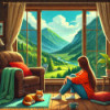 Diamond Painting Femme, Chat et Paysage de Montagne | Lé-Li