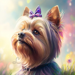 Diamond painting portrait chien avec nœud ambiance douce et lumineuse – Lé-Li