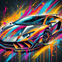 Diamond painting voiture sportive colorée style moderne et dynamique – Lé-Li