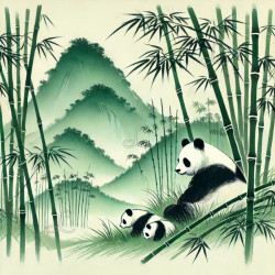 Diamond painting pandas dans une forêt de bambous ambiance zen et nature – Lé-Li