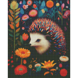 Diamond Painting Hérisson Multicolore et Fleurs | Lé-Li