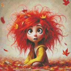Diamond Painting Fillette Rousse en Automne | Lé-Li