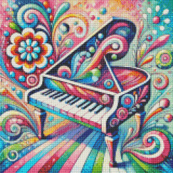 Diamond Painting Piano Multicolore Psychédélique | Lé-Li