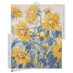 Diamond Painting Tournesols Jaunes et Feuillage Bleu | Lé-Li