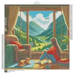 Diamond Painting Femme, Chat et Paysage de Montagne | Lé-Li