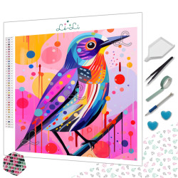 Diamond Painting Oiseau Multicolore Abstrait Premium