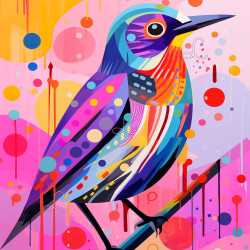 Diamond Painting Oiseau Multicolore Abstrait Premium