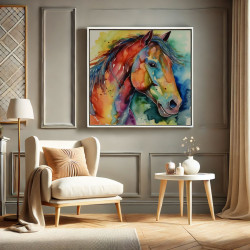 Diamond Painting Cheval Multicolore Aquarelle | Lé-Li