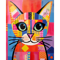 Diamond Painting Chat Multicolore Pop Art Premium