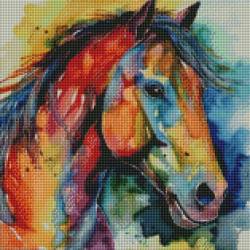 Diamond Painting Cheval Multicolore Aquarelle | Lé-Li