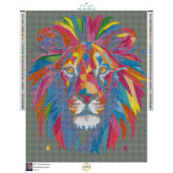 Diamond Painting Lion Multicolore Géométrique | Lé-Li
