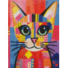 Chat Pop Art Multicolore - Broderie Diamant avec Diamants Spéciaux