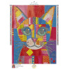 Chat Pop Art Multicolore - Broderie Diamant avec Diamants Spéciaux