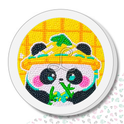 Kit enfant – Broderie diamant "Panda au Chapeau de Paille"
