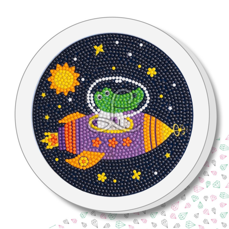 Kit enfant – Broderie diamant "Croco dans l’Espace"