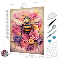 Abeille et fleurs pastel – Diamond Painting