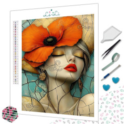 Diamond Painting Femme au Coquelicot Rouge Premium
