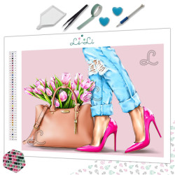 Tulipes et escarpins roses – Diamond Painting girly
