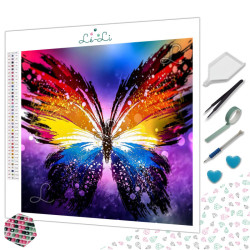 Diamond Painting Papillon Multicolore Abstrait Premium