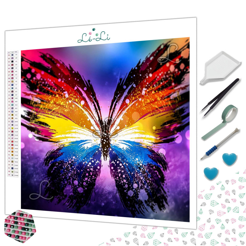 Diamond Painting Papillon Multicolore Abstrait Premium