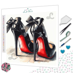 Diamond Painting Escarpins Noirs à Semelles Rouges Premium