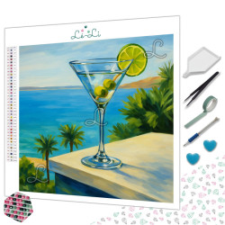 Diamond Painting Cocktail au Citron Vert Face à la Mer Premium