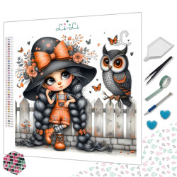 Petite fille et hibou – Diamond Painting mignon