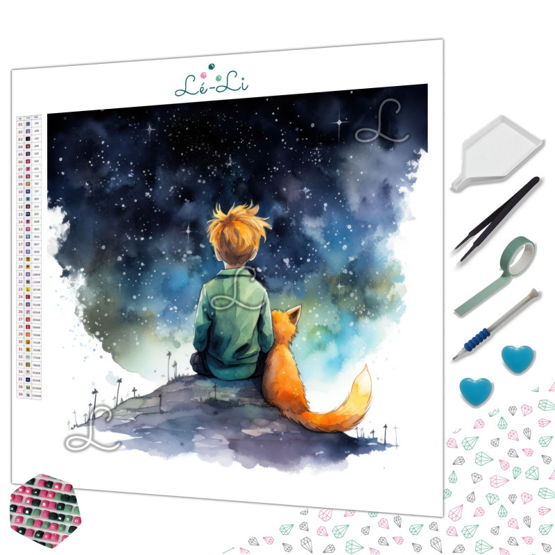 Diamond Painting Petit Prince et Renard sous les Étoiles Premium