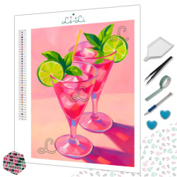 Diamond Painting Cocktails Roses au Citron Vert Premium