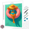 Diamond Painting Femme en Maillot sur Bouée Rose Premium