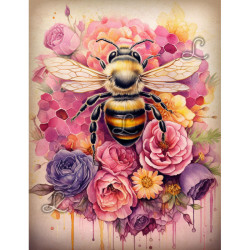 Abeille et fleurs pastel – Diamond Painting