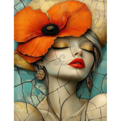 Diamond Painting Femme au Coquelicot Rouge Premium