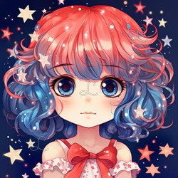 Petite fille étoilée – Diamond Painting kawaii