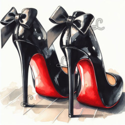 Diamond Painting Escarpins Noirs à Semelles Rouges Premium