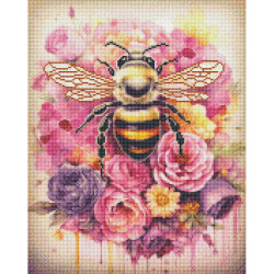 Abeille et fleurs pastel – Diamond Painting
