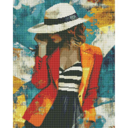 Femme chic au chapeau – Diamond Painting moderne