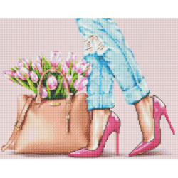 Tulipes et escarpins roses – Diamond Painting girly