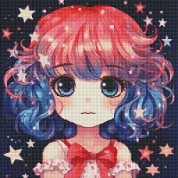 Diamond Painting Fille Manga Rose et Bleu | Lé-Li