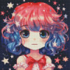 Petite fille étoilée – Diamond Painting kawaii