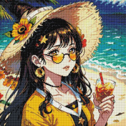 Fille d’été à la plage – Diamond Painting manga