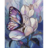 Papillon violet & fleur – Diamond Painting vitrail