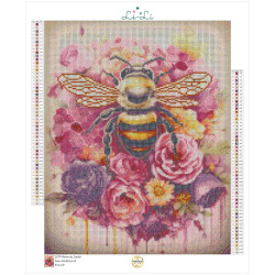 Diamond Painting Abeille et Fleurs Roses | Lé-Li